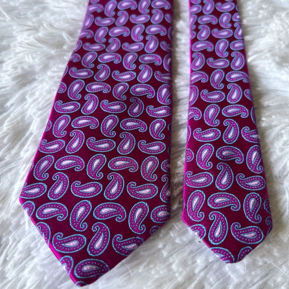 Ted Baker London Purple Pink Paisley Tie Prince 100% Italian Silk Made in USA 3"
